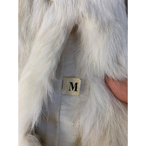 Vintage White Rabbit Fur Jacket S/M With Satin Lining & Hook Closure RN10523 - Picture 9 of 13